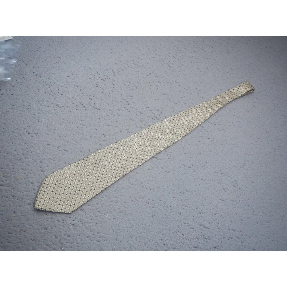 Polo Ralph Lauren Tie Beige Geometric Foulard Silk Necktie Classic Hand Finished